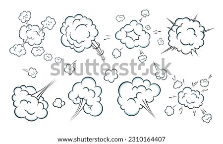Smelling pop art comic book cartoon fart cloud flat style design vector illustration set. Bad stink or toxic aroma cartoon smoke cloud isolated on white background.
