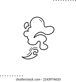 Smelling smoke, stink aroma vector isolated icon in outline