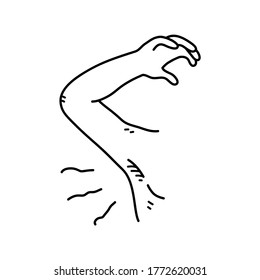 El olor del cuerpo de la axila maloliente, un doodle vector dibujado a mano que ilustra un inestable subbrazo.