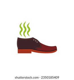Smelly boot. Stinky smell shoes. Vector on empty white background.
