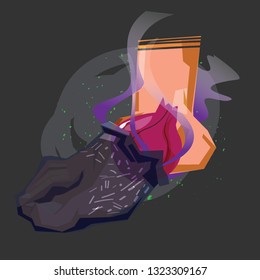 smelly feet smell of male feet with onion in sock, stinky feet - vector illustration
