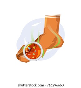 Smelly foot with bacteria. Dirty Foot Facts concept - vector illustration