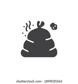 Smelly garbage vector icon. Food waste filled flat sign for mobile concept and web design. Full trash bag glyph icon. Symbol, logo illustration. Vector graphics