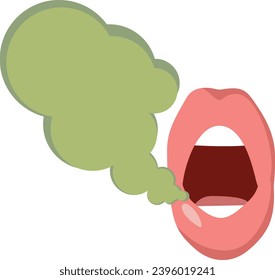 
Smelly Mouth Suffering from Halitosis Vector Concept Illustration. Unhealthy person having bad breath from an oral health problem 
