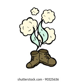 caricatura de botas olorosas