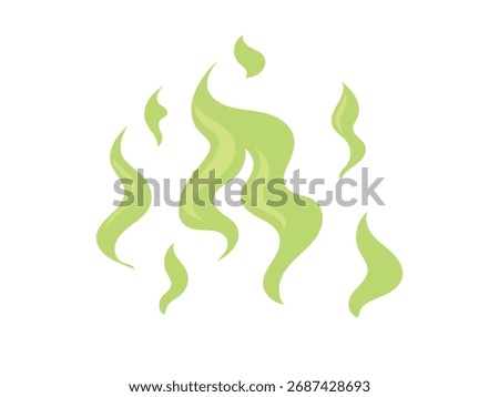 Smelly smoke icon, stink clouds, nasty odor green fumes poison gas