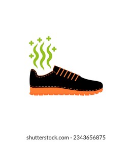 Smelly sneaker. Stinky smell sport shoes. Vector on empty white background.