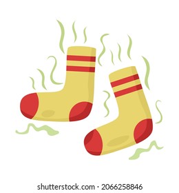 Smelly socks concept vector illustration. Unpleasant smell from dirty sock.