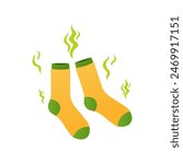 Smelly socks vector isolated on white background.