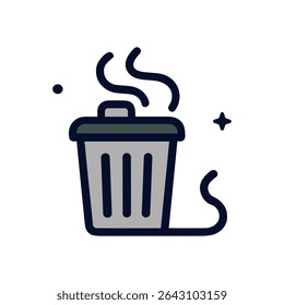 Lixo fedido pode emitir fumaça. Ilustração de símbolo de ícone