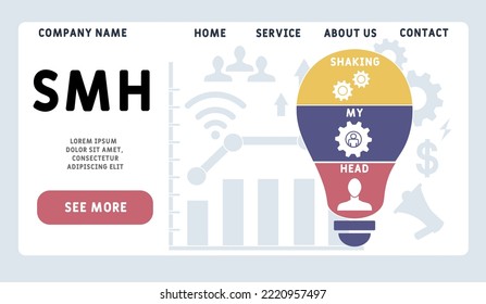 SMH - Shaking My Head acronym. business concept background.  vector illustration concept with keywords and icons. lettering illustration with icons for web banner, flyer, landing