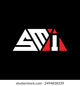 SMI triangle letter logo design with triangle shape. SMI triangle logo design monogram. SMI triangle vector logo template with red color. SMI triangular logo Simple, Elegant, and Luxurious design.
