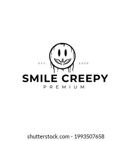 Smie Face Creepy Logo Vector Illustration Template Icon Design