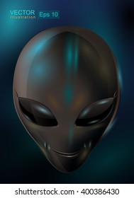 The smile alien. Alien from another planet. Face of  Extraterrestrial from the space. Green man from the alien planet. 