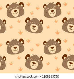 Smile animal face seamless pattern vector illustration 
