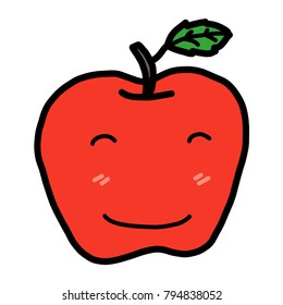smile apple / cartoon vector and illustration, hand drawn style, isolated on white background.