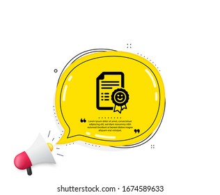 Smile award icon. Quote speech bubble. Positive feedback rating sign. Customer satisfaction symbol. Quotation marks. Classic smile icon. Vector