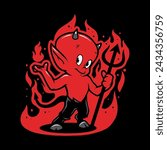 Smile Baby Devil, Devil Cartoon Vector Illustration