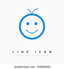 Smile baby isolated single linear icon for websites and mobile minimalistic flat design.