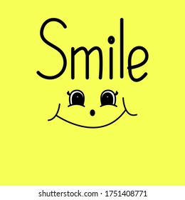 Smile background. Inspirational quote. Hand drawn vintage illustration.