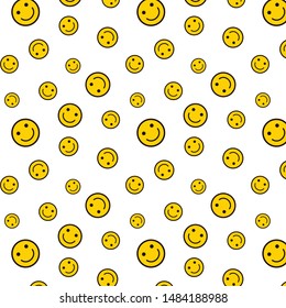 smile background. seamless pattern of Happy face icon . Smiling Emoticon texture.