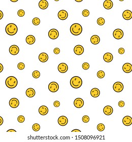 smile background. seamless pattern of Happy face icon . Smiling Emoticon texture.