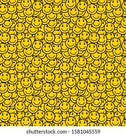 smile background. seamless pattern of Happy face icon . Smiling Emoticon texture.