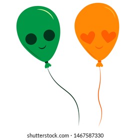 Smile balloon. Halloween element. Drawing for menu, catalog, restaurant, cartoon, game, kitchen. Vector illustration