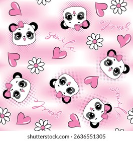 smile bear panda cute love flowers