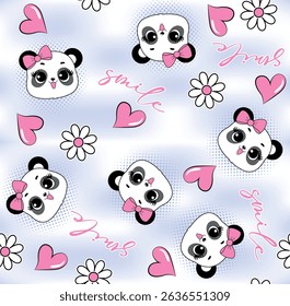 smile bear panda cute love flowers