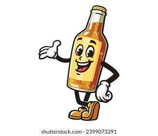 smile Beer Bottle cartoon mascot illustration character vector clip art