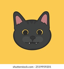 Sorriso preto gato meme etiqueta bonito ilustração