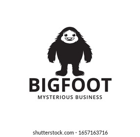 smile black hairy cute bigfoot vector logo design template