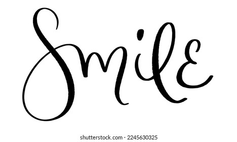SMILE black vector brush lettering