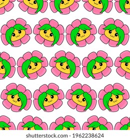 smile blossom flower seamless pattern textile print. Great for summer vintage fabric, scrapbooking, wallpaper, giftwrap. repeat pattern background design
