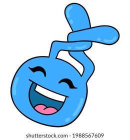 smile blue bunny head, vector illustration carton emoticon. doodle icon drawing