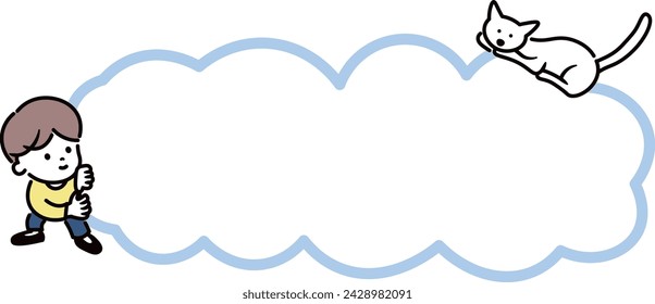smile boy and cat speech bubble