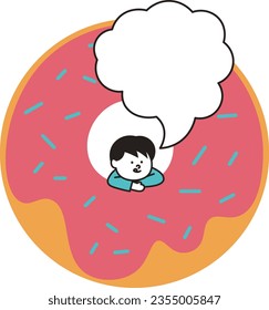 smile boy and donut speech bubble