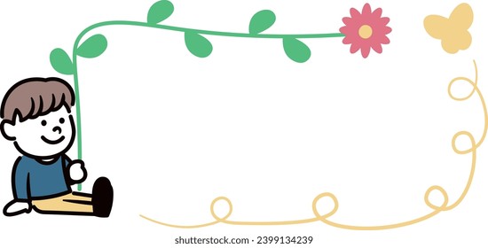 smile boy and flower speech bubble