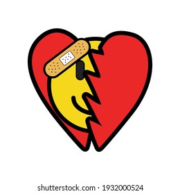 Smile and Broken Heart Streetwear Design Yellow and Red Color Commercial Use