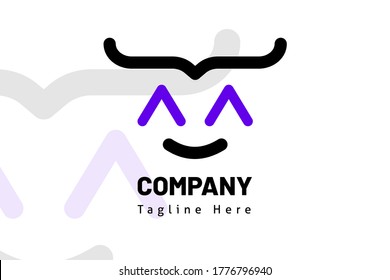 smile bull web code illustration logo template for developer, marketplace, software, team, technology, fin tech, coder, website, programmer, studio professional