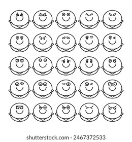 smile bun emoji icons set vector illustration
