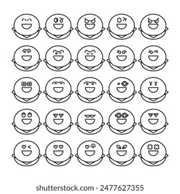 smile bun emoji icons set vector illustration