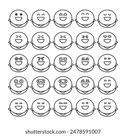 smile bun emoji icons set vector illustration