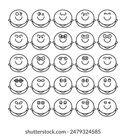 smile bun emoji icons set vector illustration