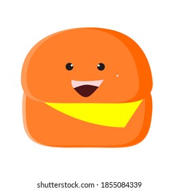 Smile Burger Vector. Orange Burger with Chesee. Happy Burger Vector. It is very happy and delicious Burger for everybody. Cheeseburger is very delicious. Breakfast Menu is Cheeseburger.
