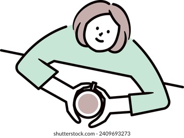 smile business woman and coffee cup