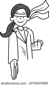 smile businesswoman  karate simple illustration