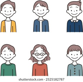 smile bust up man six set illustration