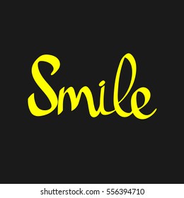 Smile, calligraphy lettering, word design template, vector illustration